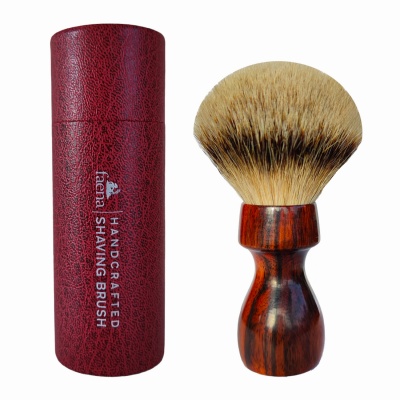 Macassar ebony wood shaving brush with 28mm silvertip knot
