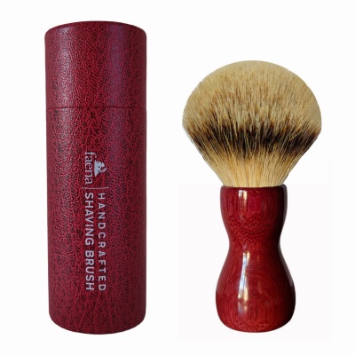 Purpleheart wood shaving brush with 24mm silvertip knot