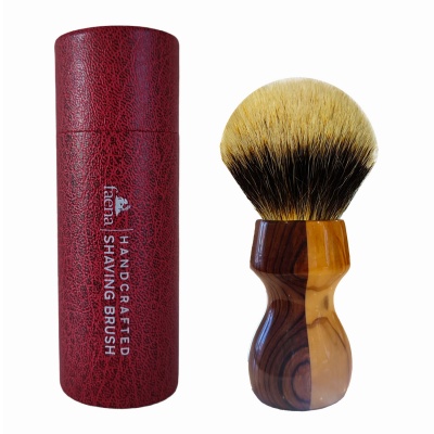 Olive and Brazilian kingwood wood shaving brush with 24mm manchurian knot
