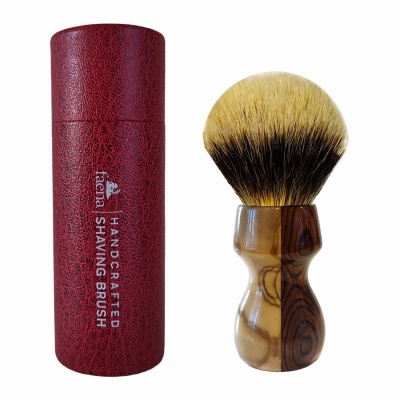 Olive and Brazilian kingwood wood shaving brush with 24mm manchurian knot